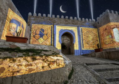 Animation 3D simulant le demontage bloc par bloc dune tour historique