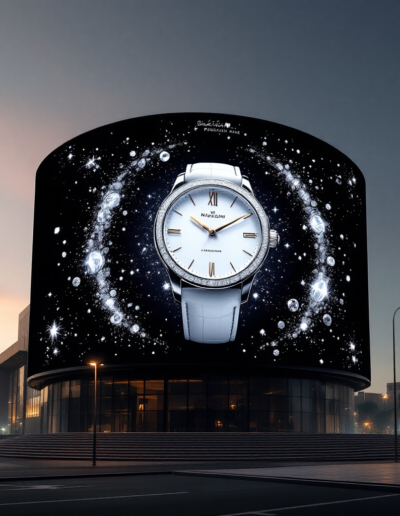 Installation hybride mêlant la profondeur d'un mapping vidéo 3D et l'éclat d'un mur LED haute résolution