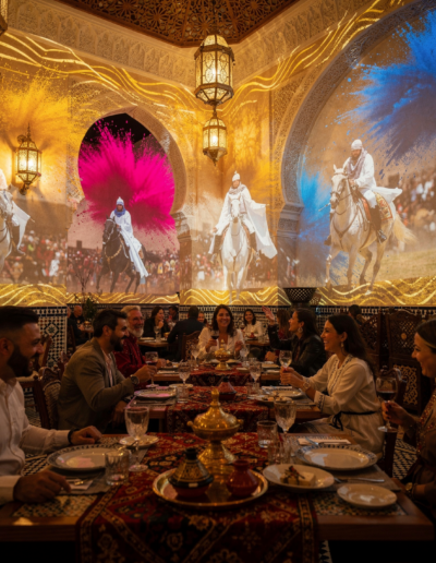 Murs digitaux affichant un mélange de paysages zen et de structures industrielles