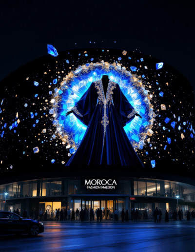 Plateau TV ou événementiel intégrant des écrans LED incurvés et des projections numériques au sol