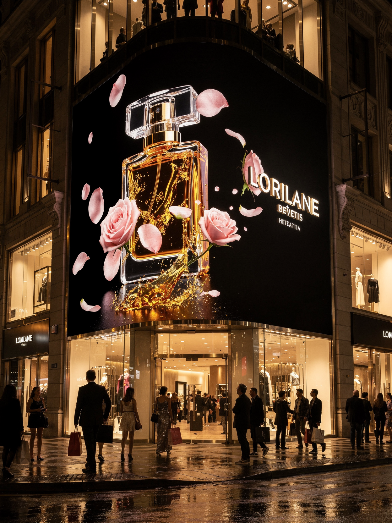 Spectacular 3D architectural projection mapping show on grand historic government building facade at night. Building surface appearing to crack open dramatically revealing glowing interior, stones and facade elements appearing to fall and reassemble in new geometric formations. Massive 3D geometric shapes morphing and transforming across architectural surfaces with perfect alignment to windows and columns. Thousands of spectators gathered in plaza below watching. Color palette: deep dramatic blue, bright white structural lights, warm amber accent, electric cyan, pure black night sky. Ultra-detailed 3D architectural illusion, seamless projection mapping on complex building geometry, photorealistic stone and light textures, dramatic theatrical lighting, wide plaza perspective showing scale of event, premium architectural mapping show quality