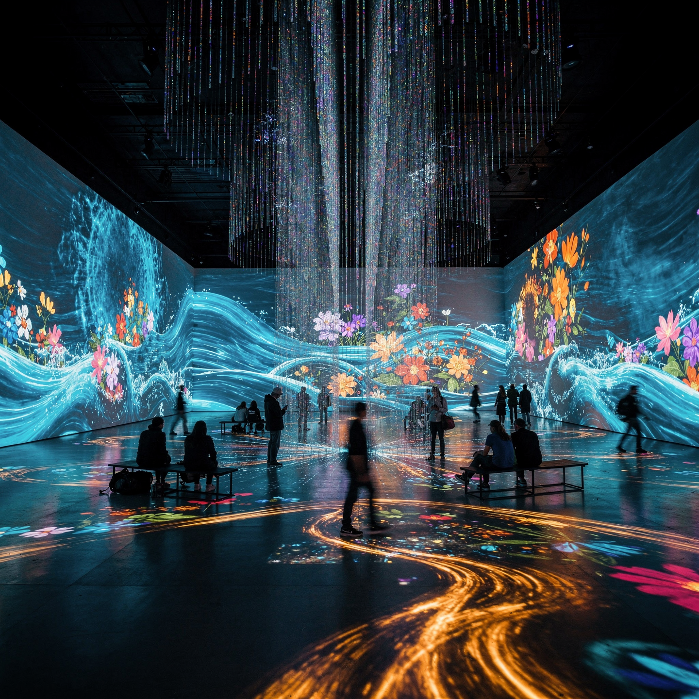 Spectacle visuel digital avec mapping vidéo panoramique du sol au plafond