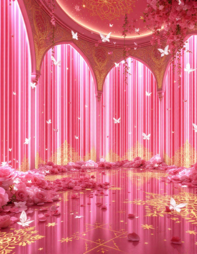 Vaste espace événementiel sans fenêtres, entièrement habillé de vidéo-mapping haute définition